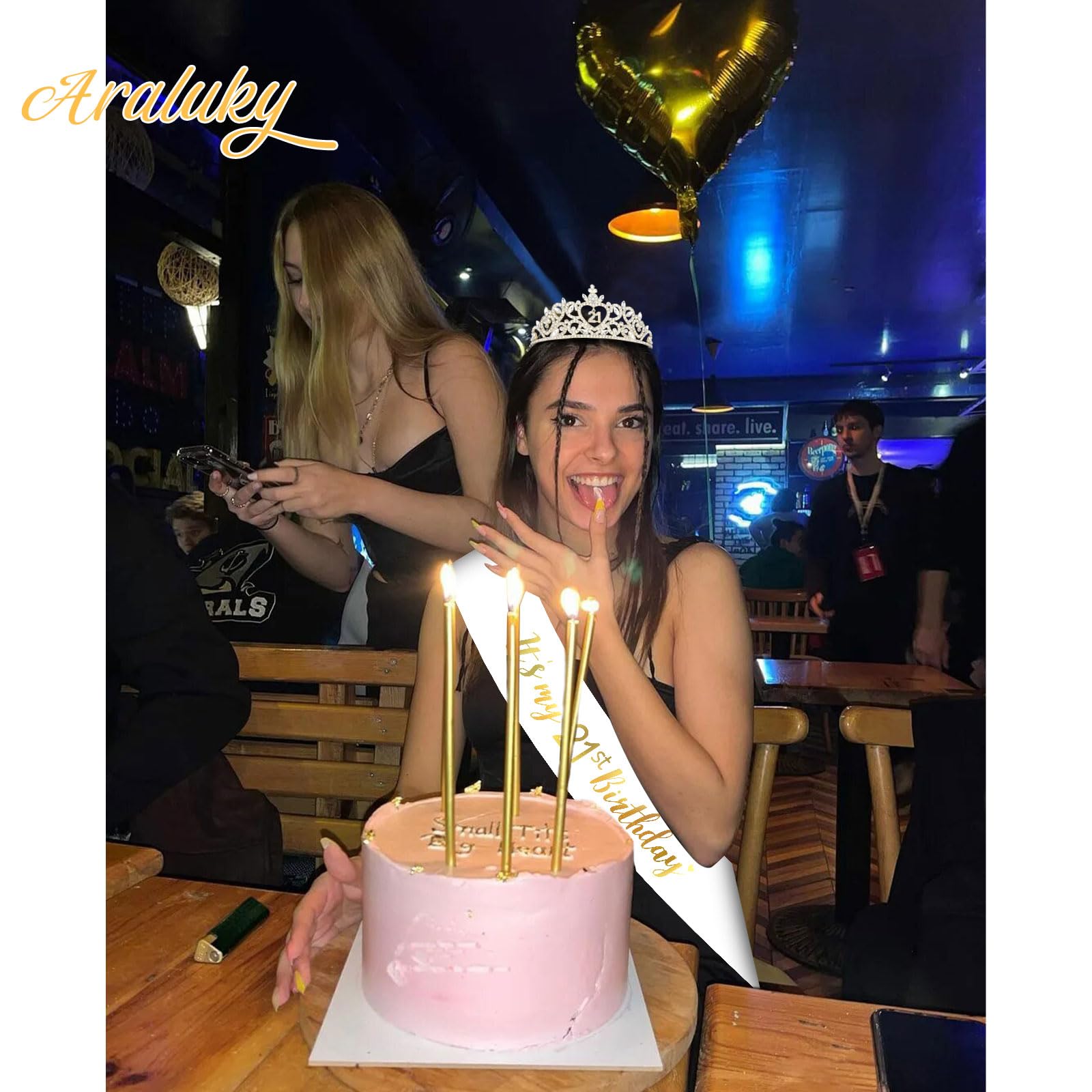 Araluky tiara worn on model showing comfortable fit
