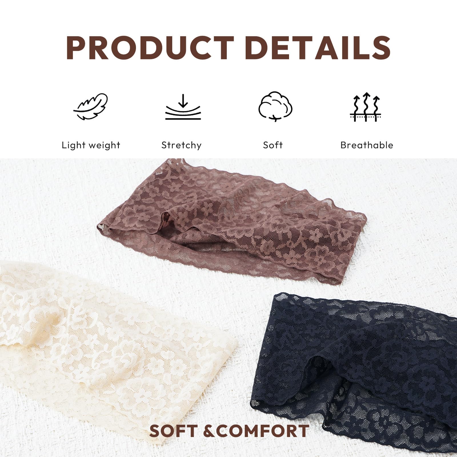 Aranya close-up of delicate floral lace texture highlighting breathability and soft feel