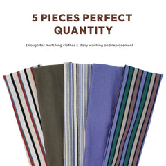 Aranya five headbands laid out to show complementary stripe patterns for easy styling
