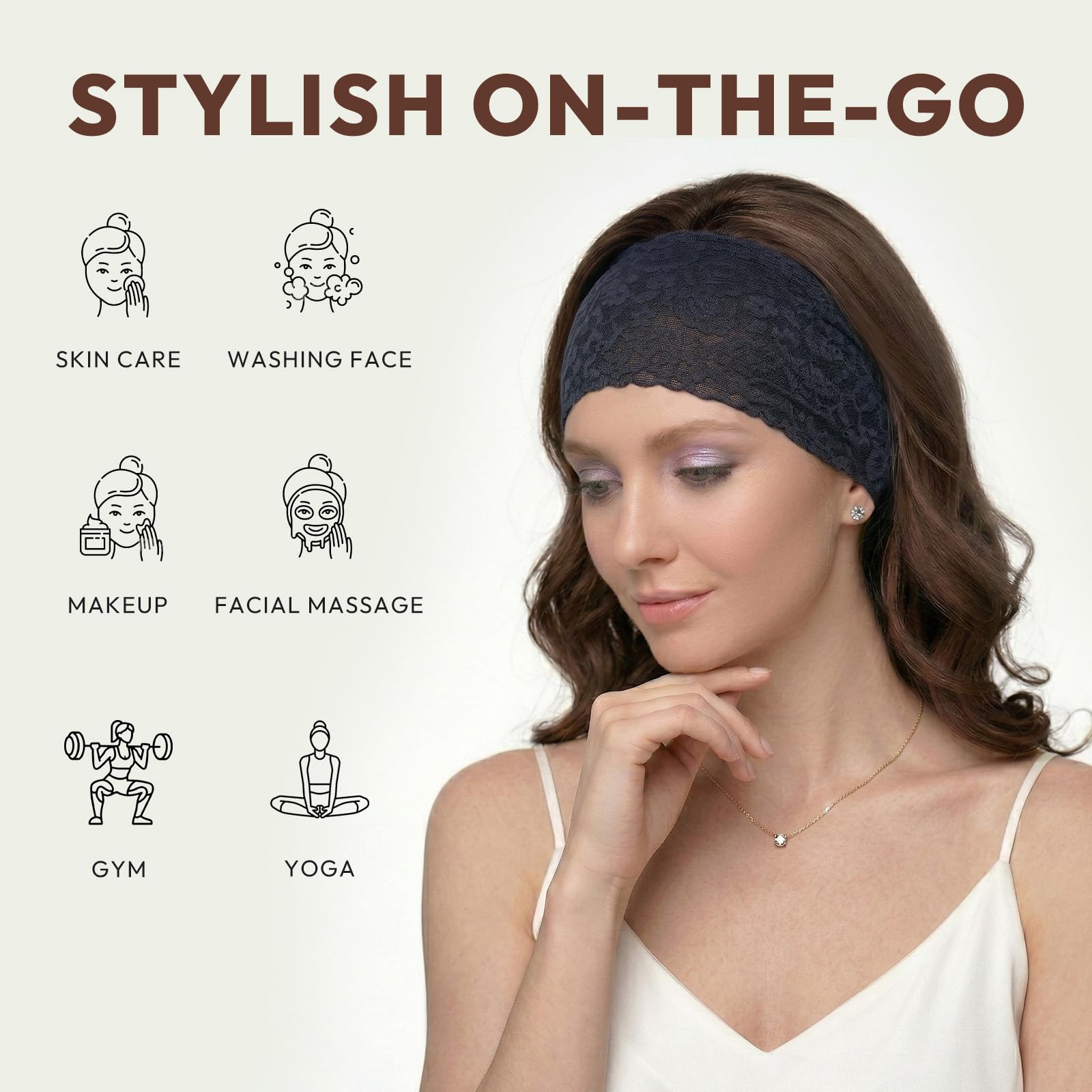 Aranya headband next to ruler showing width and stretch for size clarity and fit