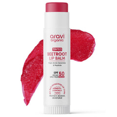Aravi Organic front packaging showing SPF 50 and tint benefit