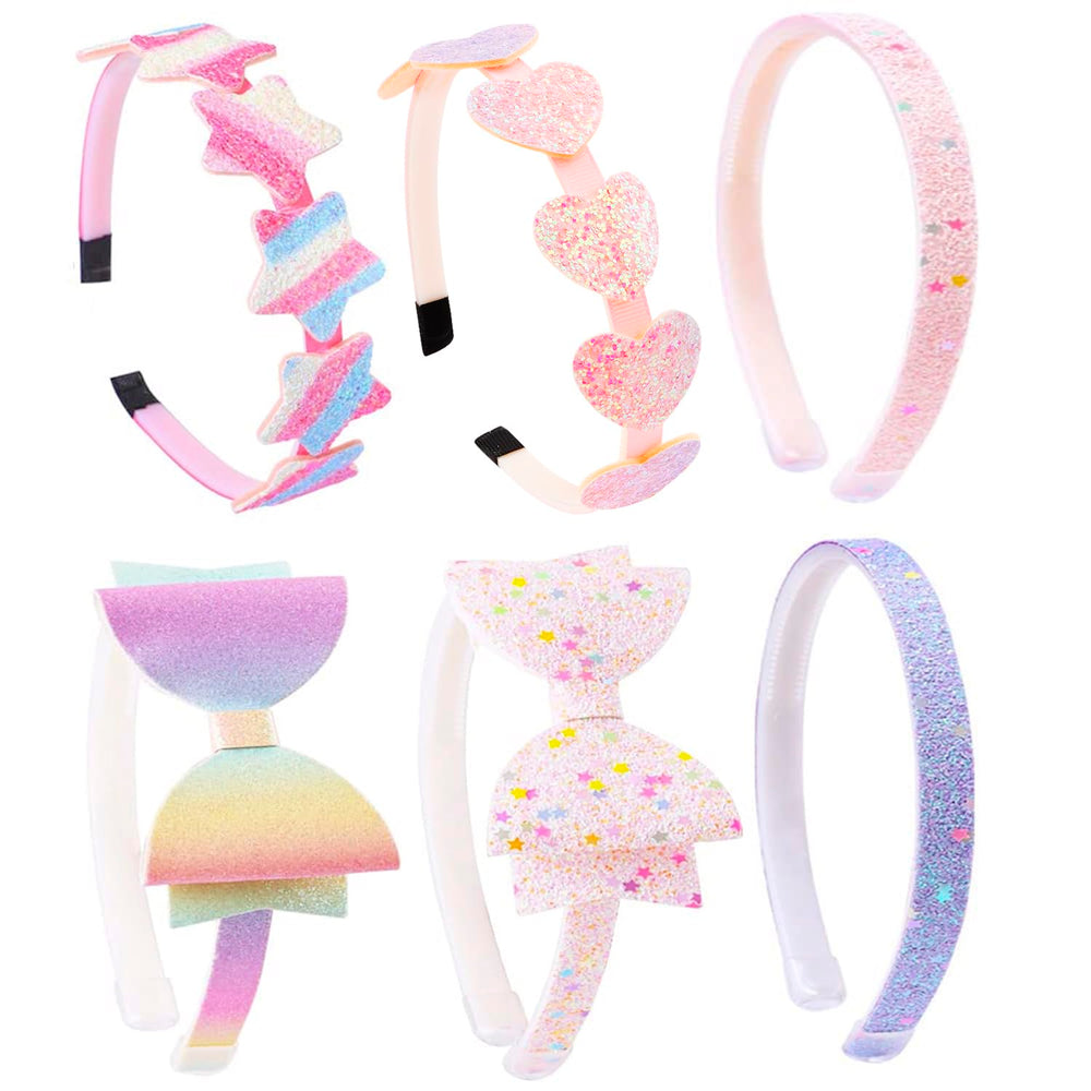 ARBEYOOU front packaging view showing six colorful girls headbands, easy gift option