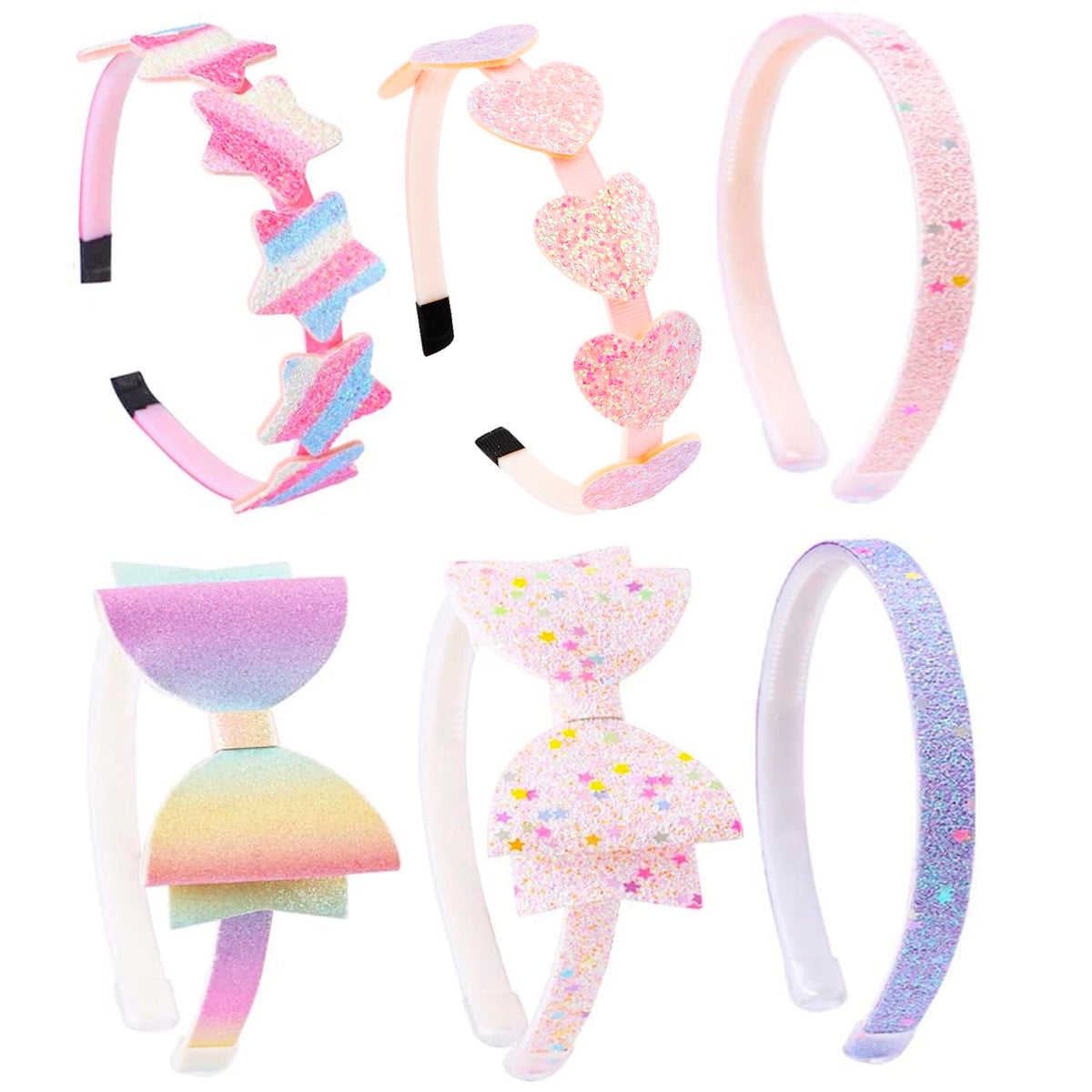 ARBEYOOU front packaging view showing six colorful girls headbands, easy gift option