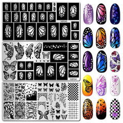 Arbuya plate front view showing all three stainless-steel designs for versatile nail art