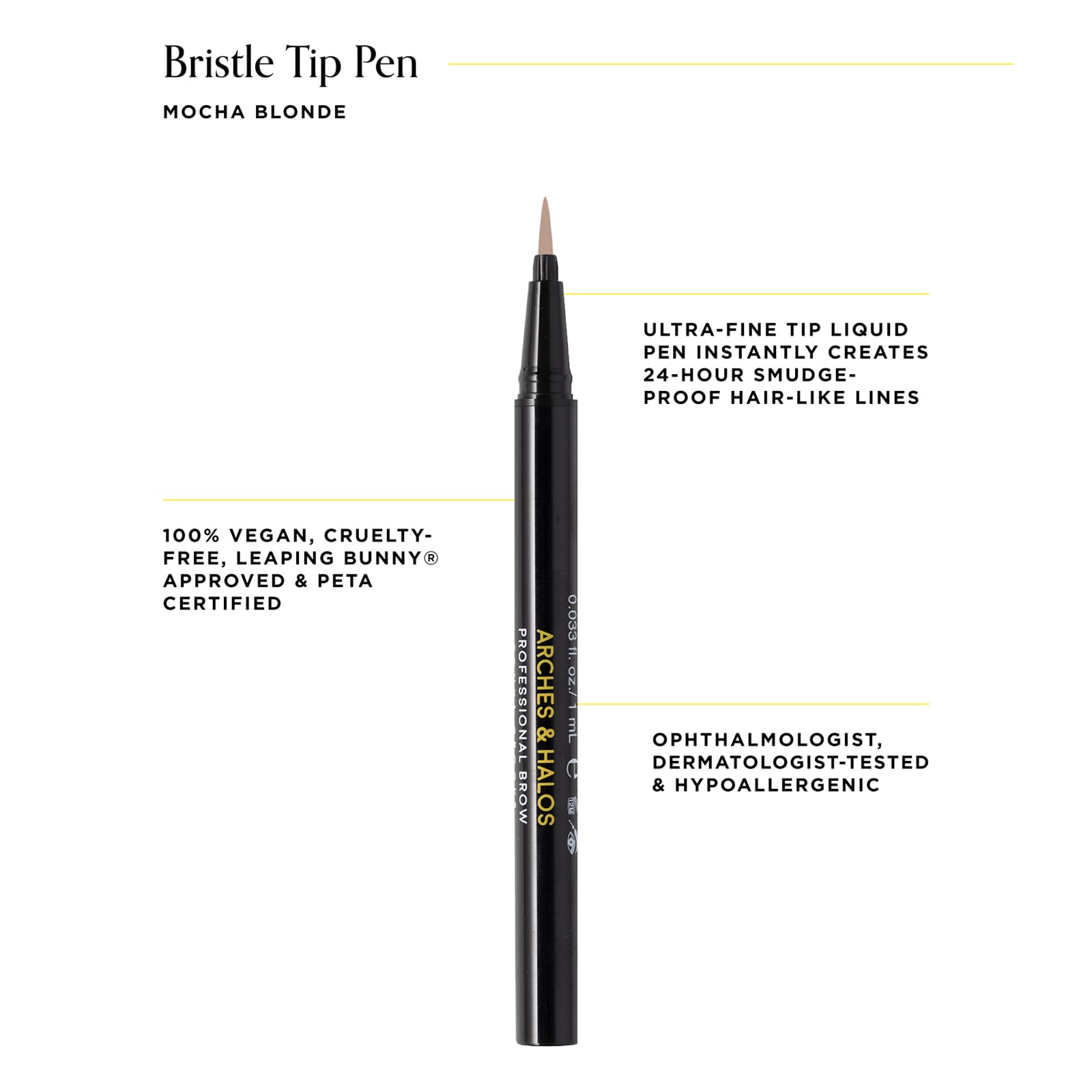 Arches & Halos close-up of fine bristle tip for hair-like strokes