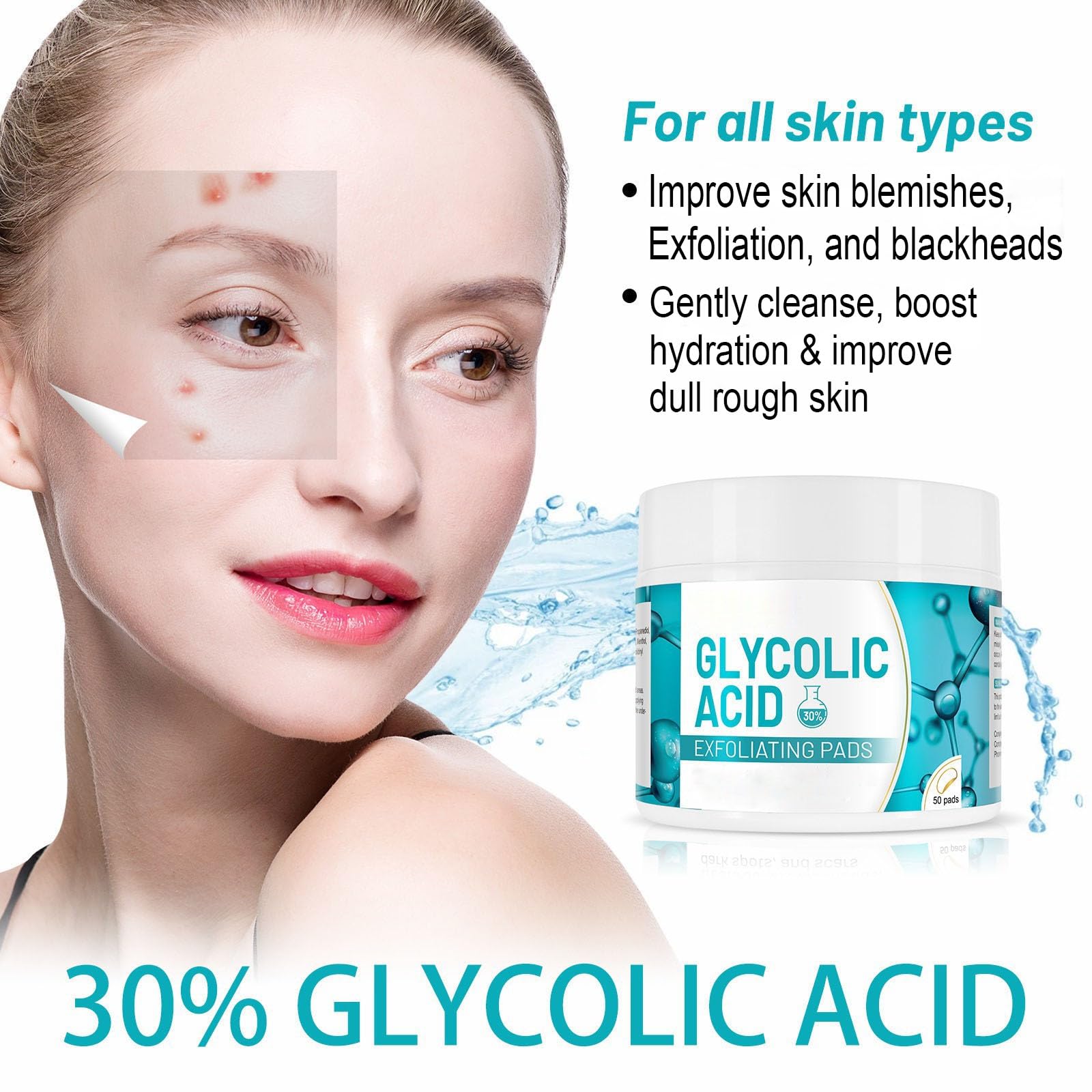 ARCHIDATE close-up pad texture demonstrating saturated exfoliant for even application