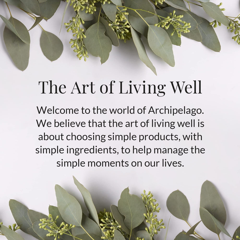 Archipelago Botanicals bottle next to a ruler to show the 18 oz scale and value