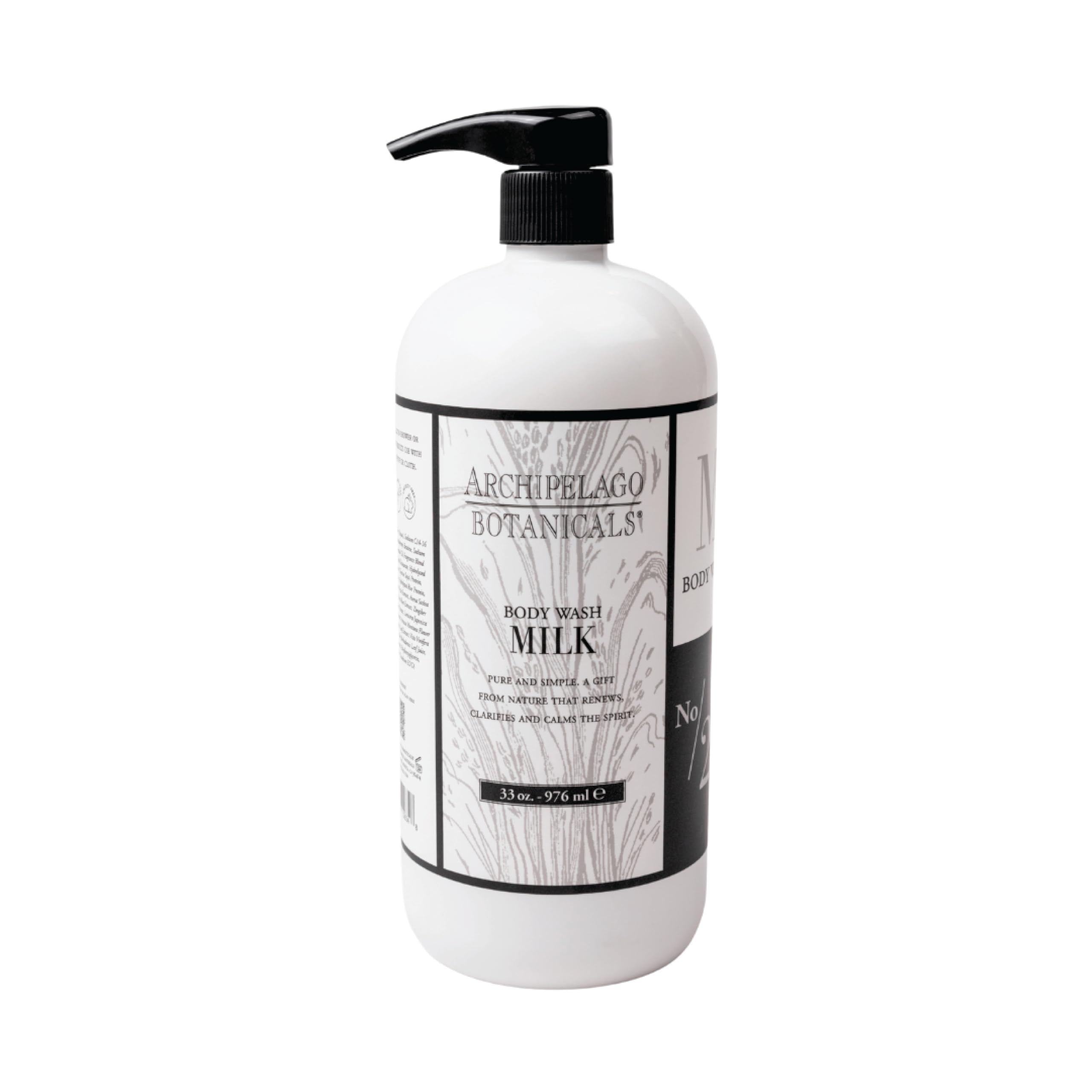 Archipelago Botanicals front bottle view showing label and 33 oz size benefits