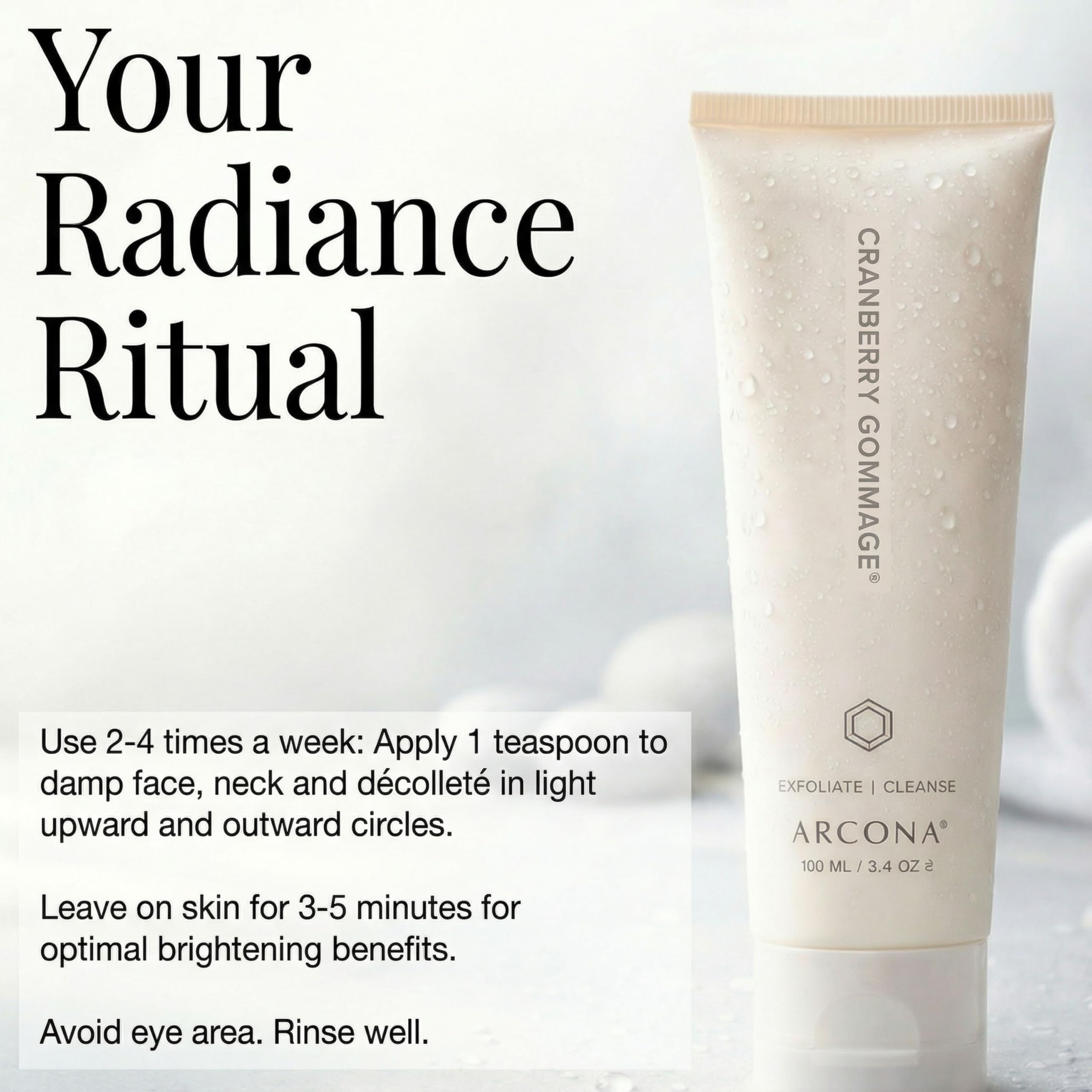ARCONA being applied to skin showing gentle massage and resurfacing effect