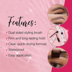 Ardell Brow Glue applied while brushing brows to create lift and laminated effect