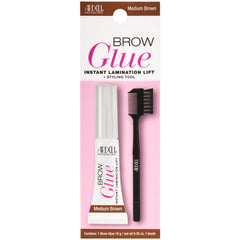 Ardell brow glue front packaging showing compact tinted 0.35 oz tube and brush benefit