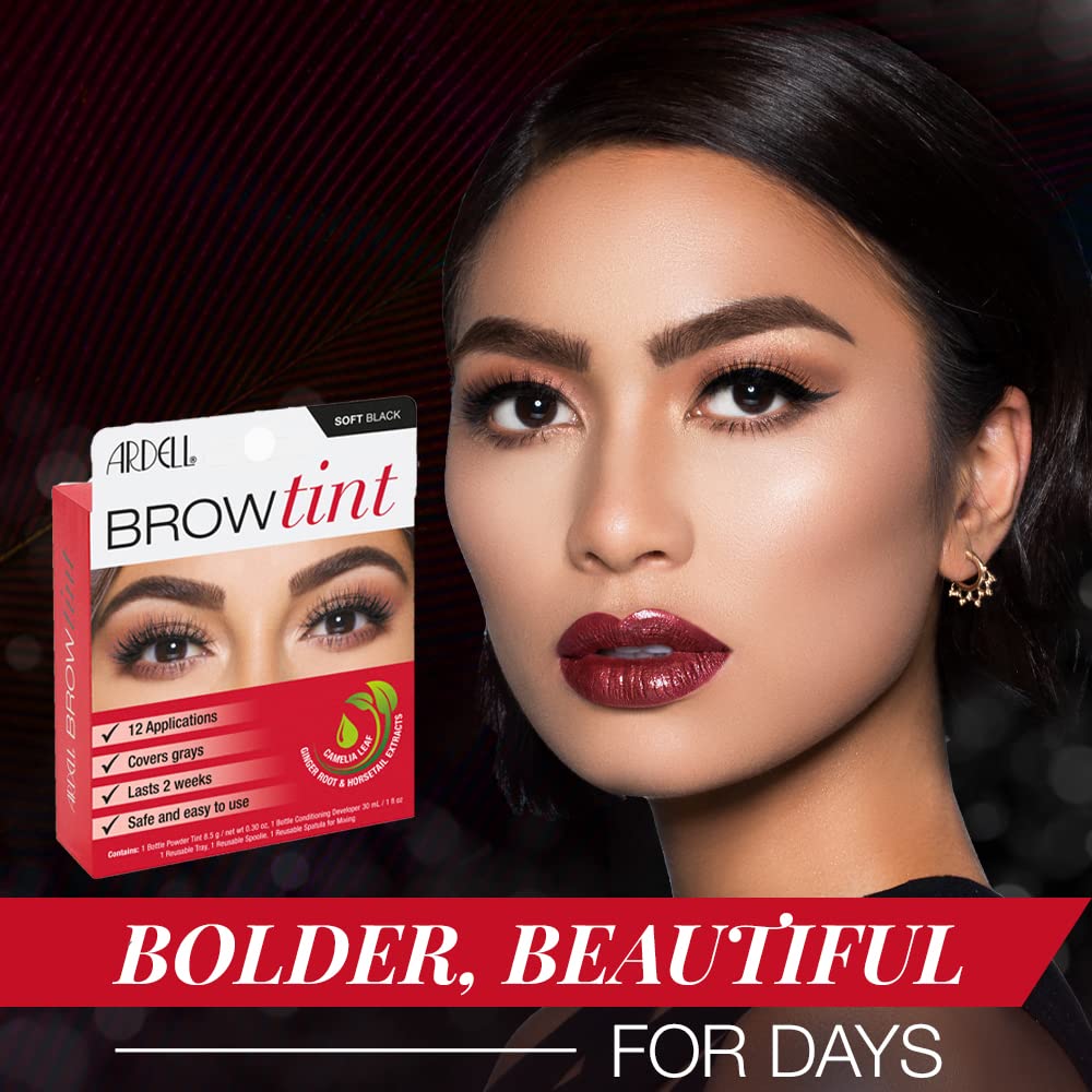 Ardell powder tint and 30mL developer in open tray for precise mixing