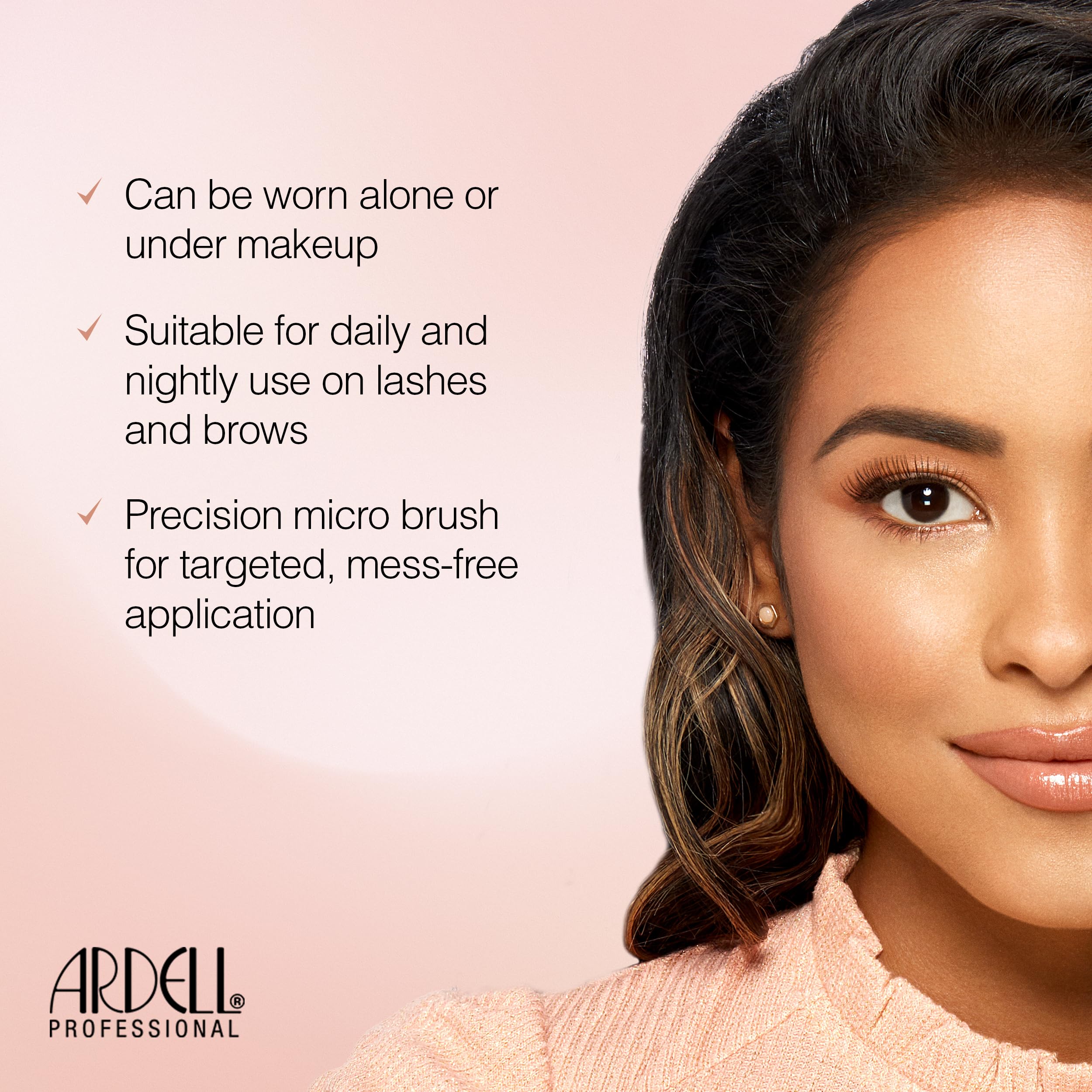 Ardell brushed through brows showing natural grooming and tame effect