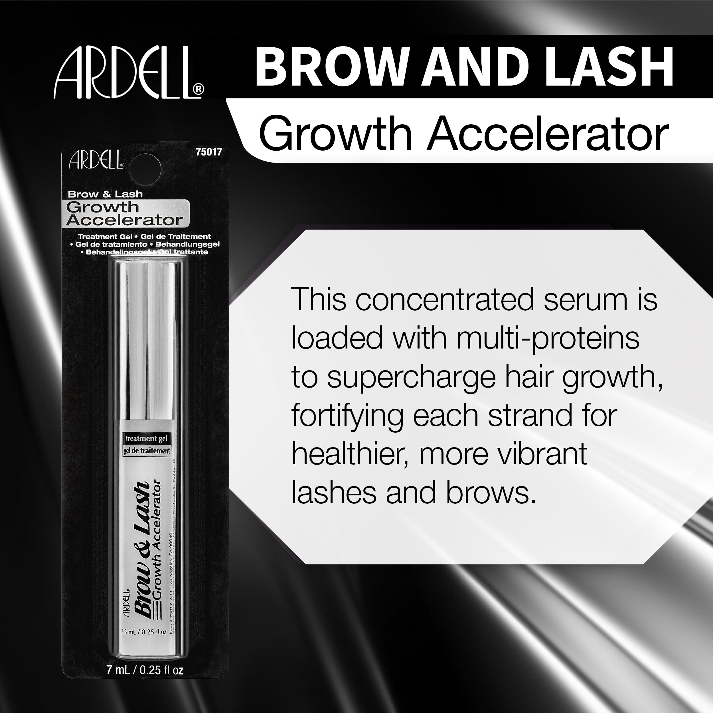 Ardell serum texture on skin illustrating lightweight, clear-drying feel
