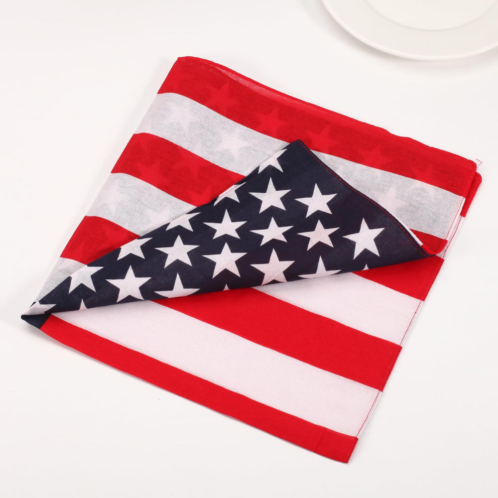 Ardorchid bandana tied on belt adding patriotic accent to everyday outfits