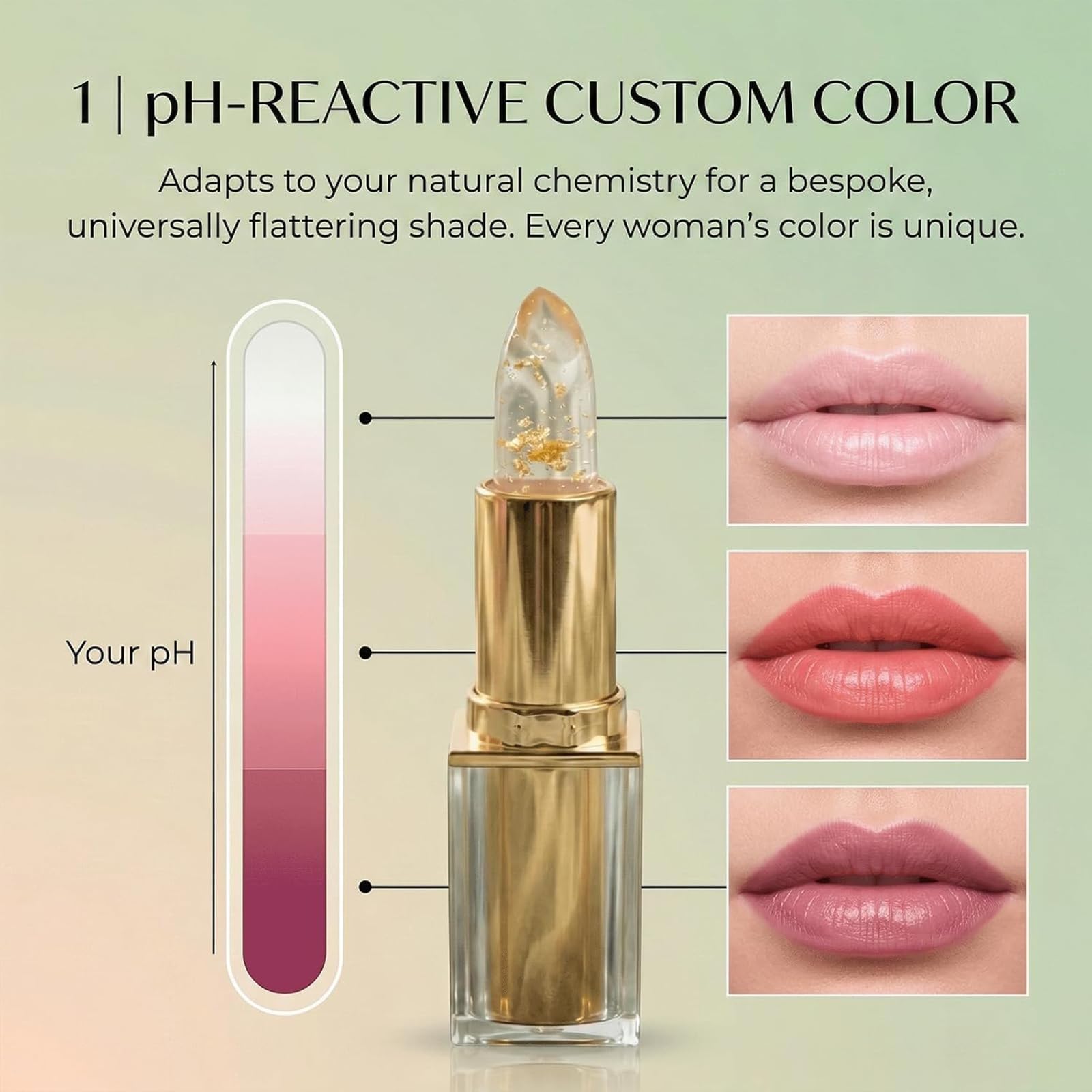 Areliaa Skin lipstick beside a ruler showing compact size and easy portability benefit
