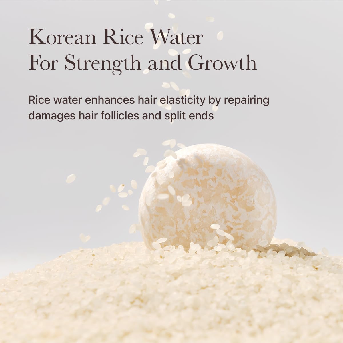 ARENCIA rice water ingredient display conveying natural strengthening