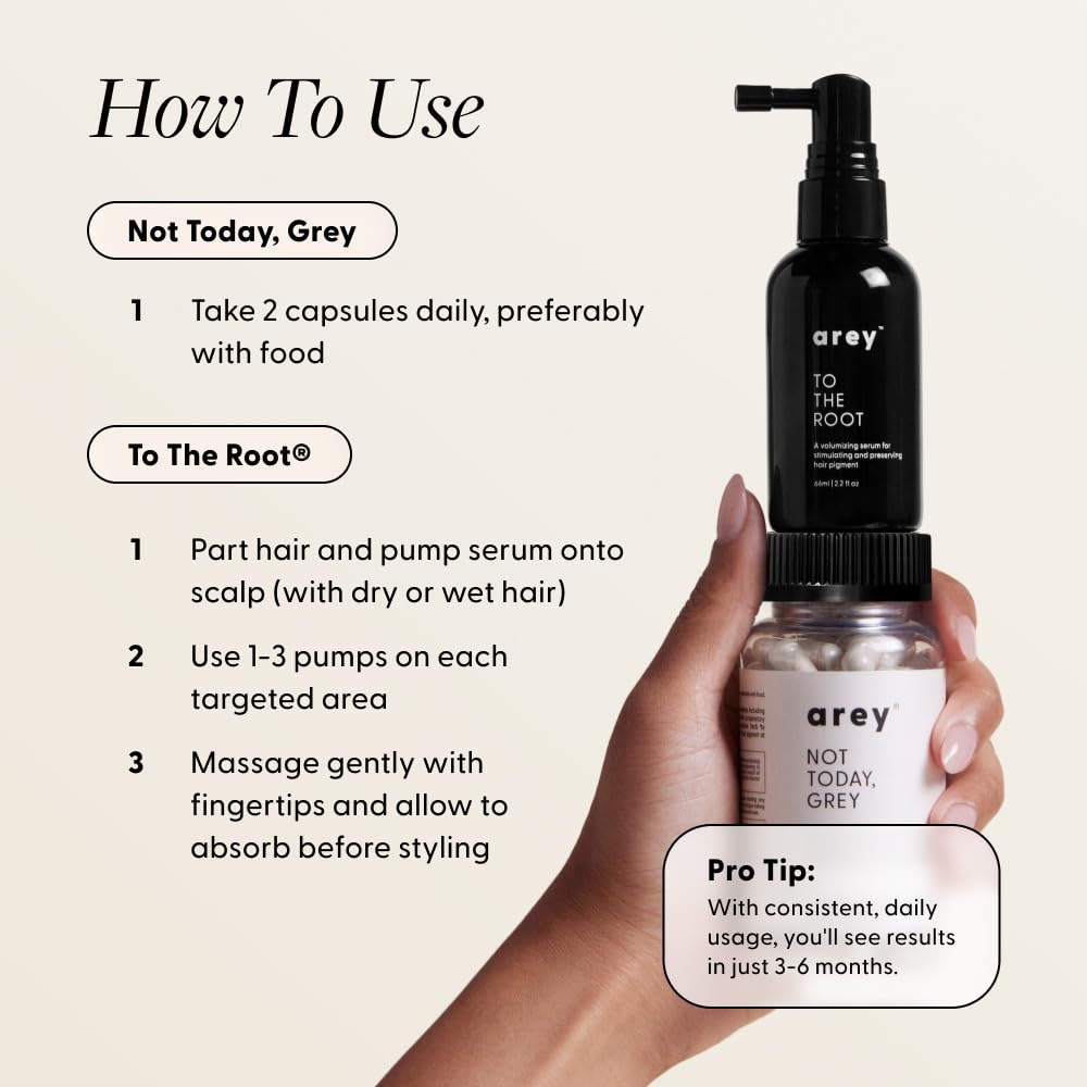 Arey lifestyle bathroom routine showing easy daily serum and supplement use