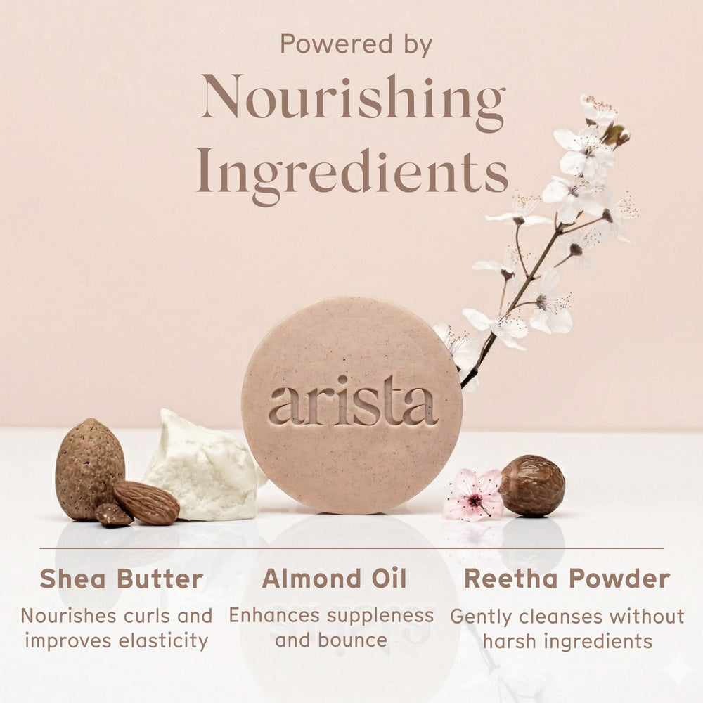 Arista ayurveda reetha powder ingredient bowl highlighting gentle cleansing properties