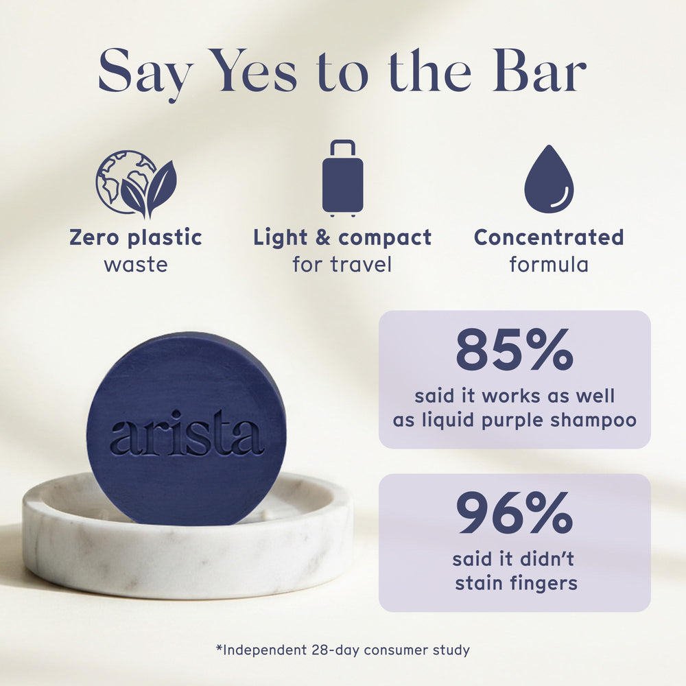 Arista shampoo bar on a bathroom shelf demonstrating everyday lifestyle and ease