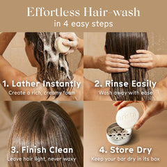 Arista bar placed near hair strands to show smoothing and reduced breakage look