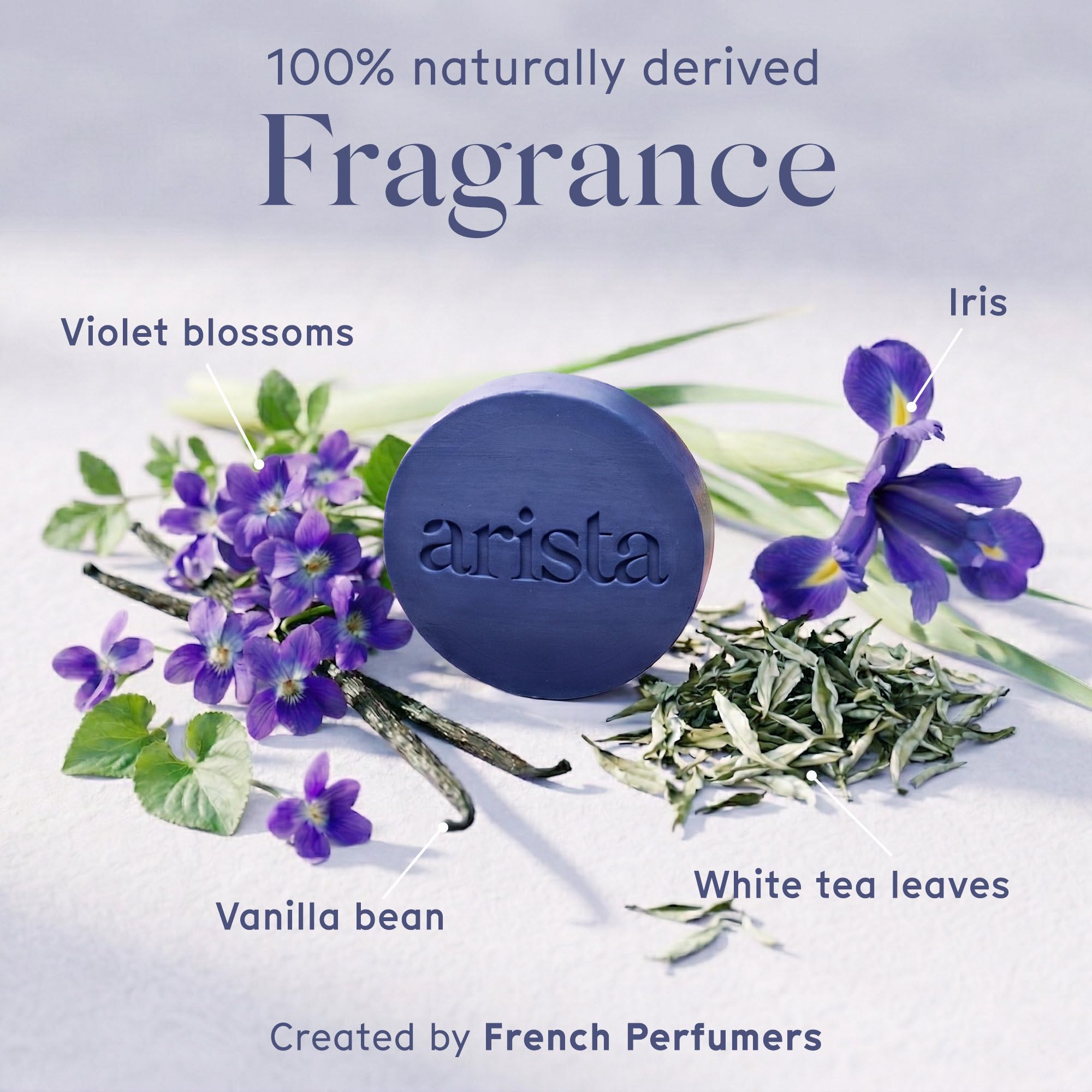 Arista shampoo bar paired with castor oil bottle illustrating moisturizing benefits