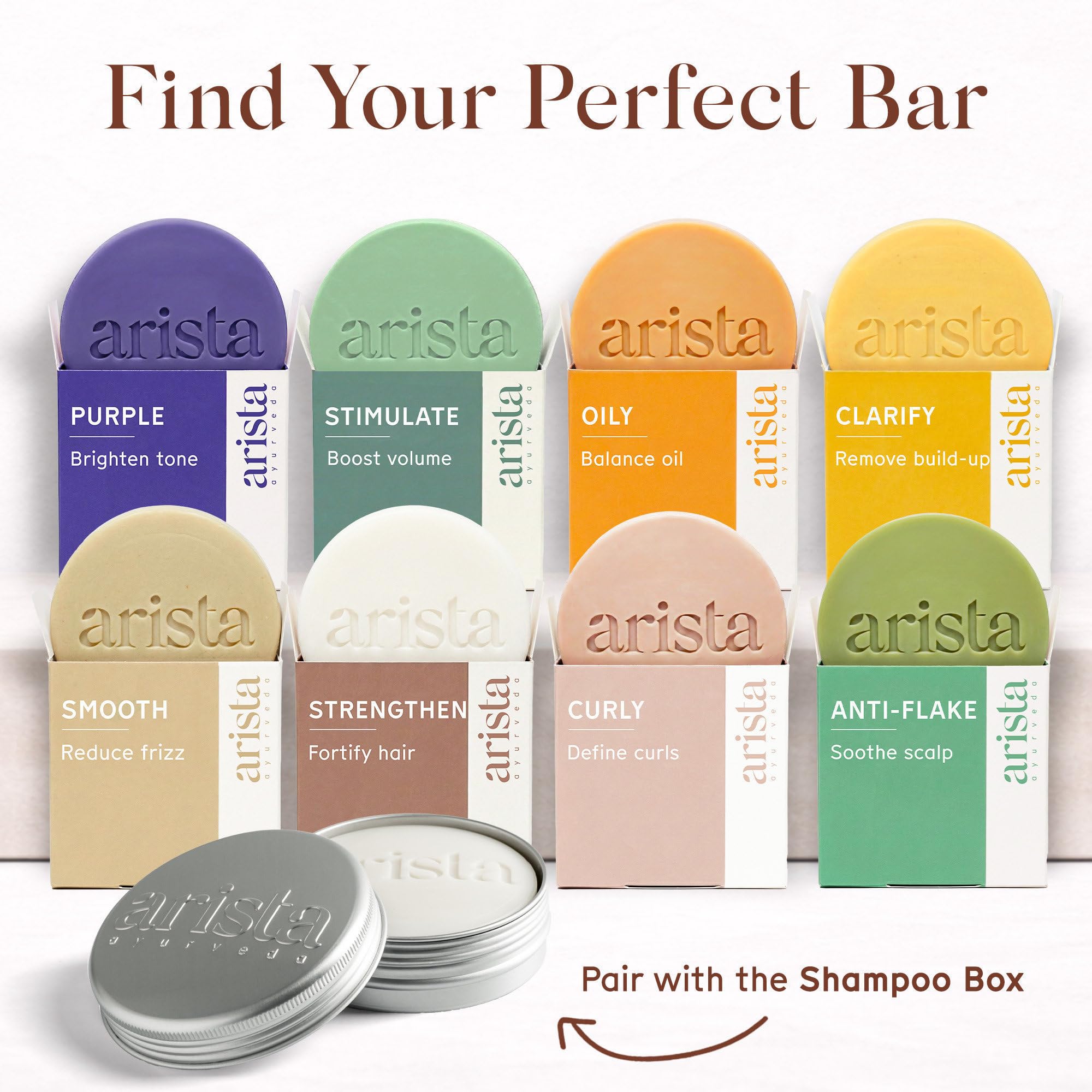 Bathroom shelf scene with Arista bar for eco-conscious daily haircare routine