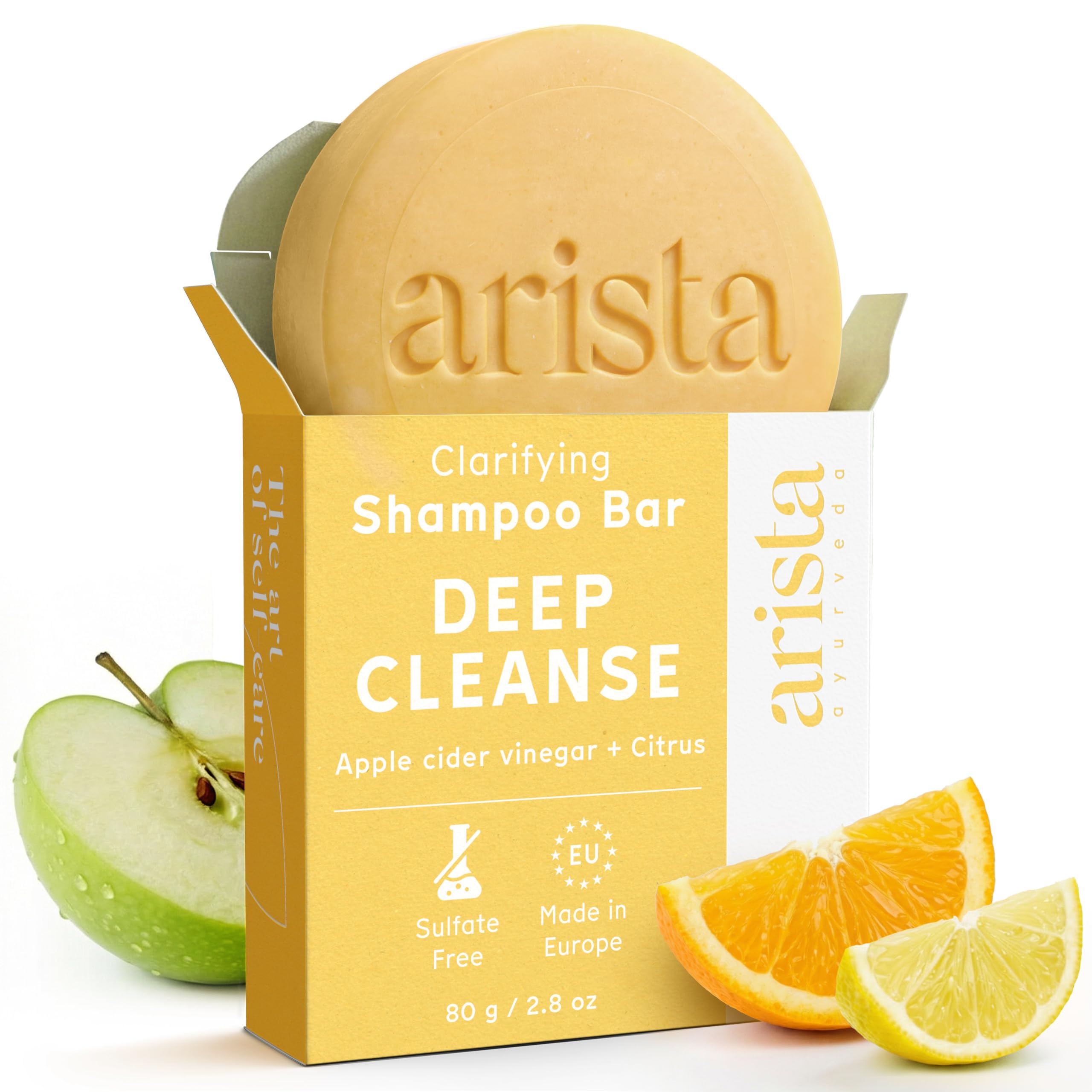 Arista packaging front view showing clarifying bar and benefits