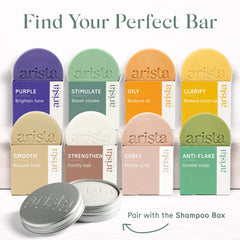 Arista shampoo bar in bathroom lifestyle setting promoting uplifted hair