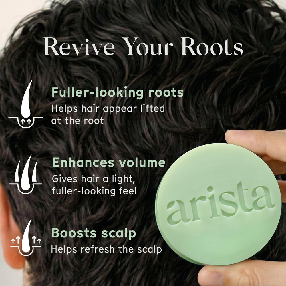 Arista shampoo bar side profile highlighting solid compact shape
