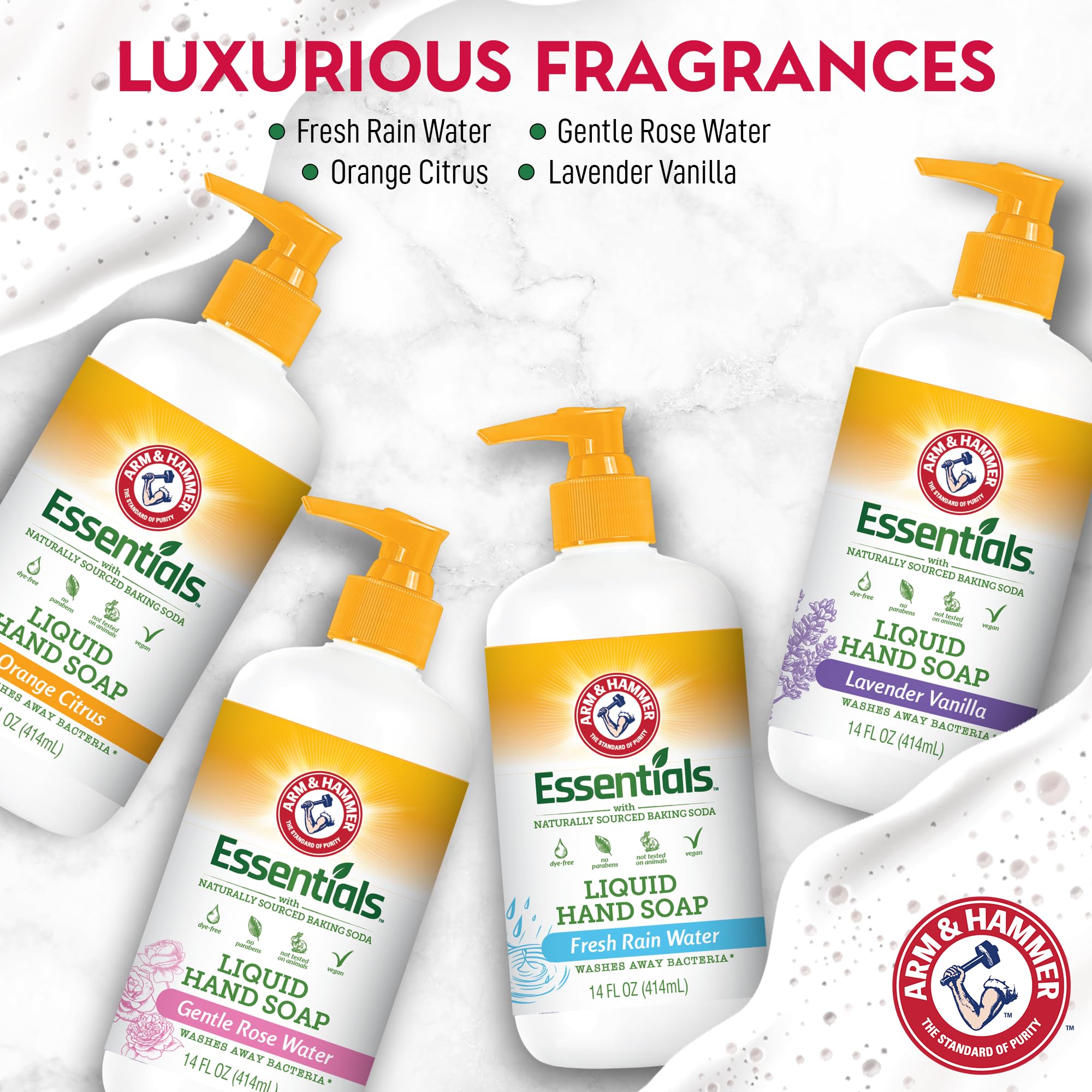 Arm & Hammer being used at a kitchen sink offering fresh-scent benefit