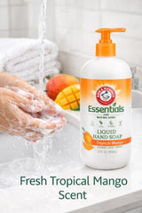 Arm & Hammer lathered hands demonstrating gentle cleansing