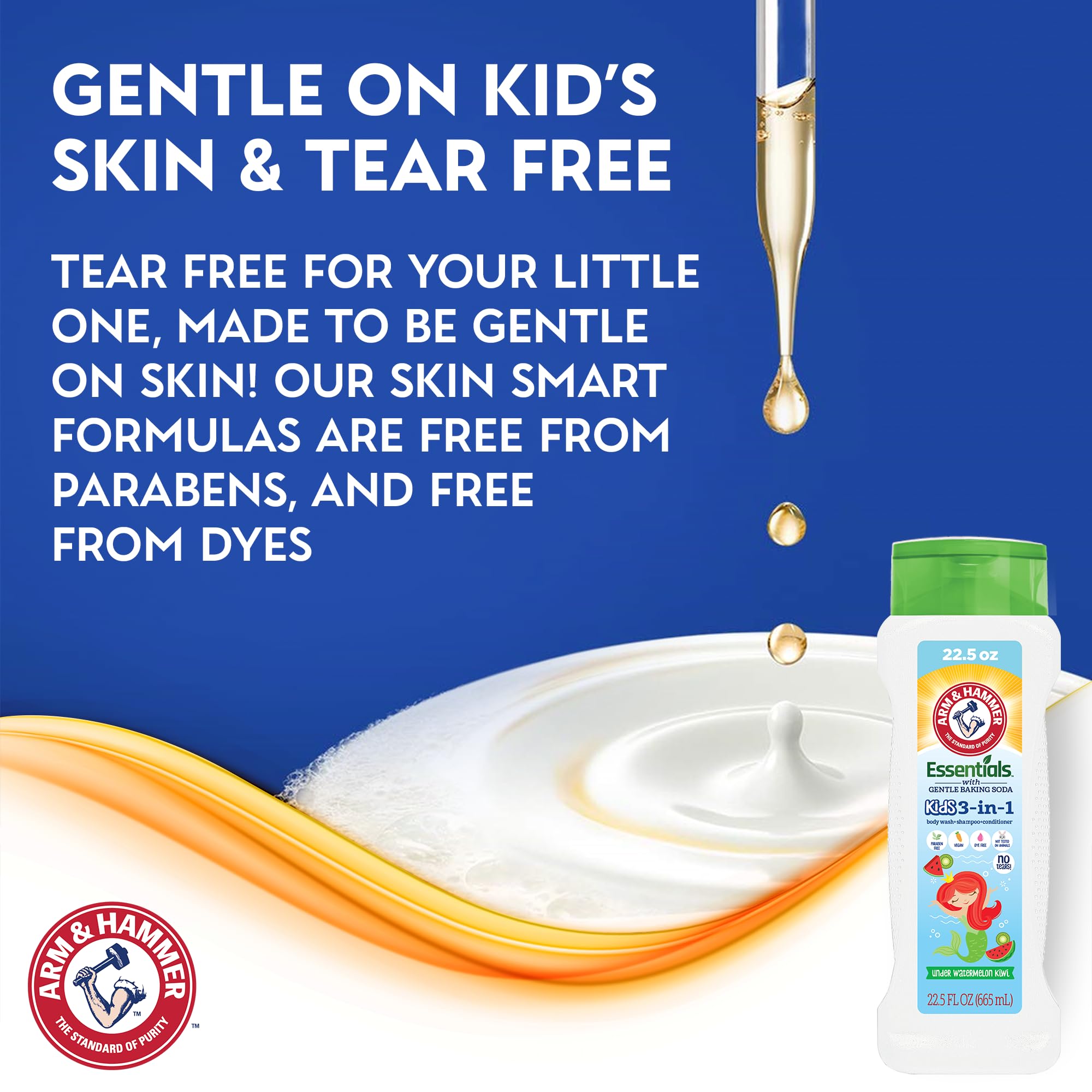 Child enjoying bath with Arm & Hammer essentials creating happy routine