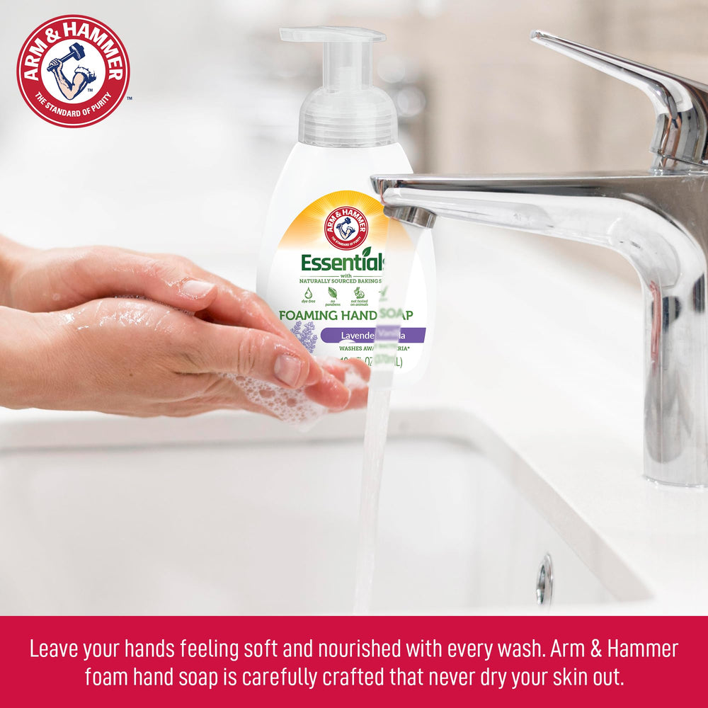 Arm & Hammer foam on hand showing creamy texture and gentle cleansing benefit