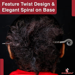 Armory Replicas hair stick in a styled bun showing secure hold and wearable medieval flair