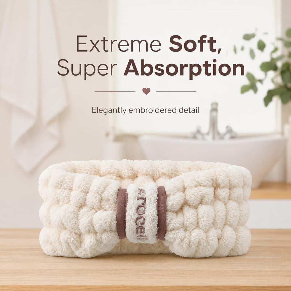 AROCELL OFFICIAL worn during facial cleansing, holds hair back for cleaner skincare