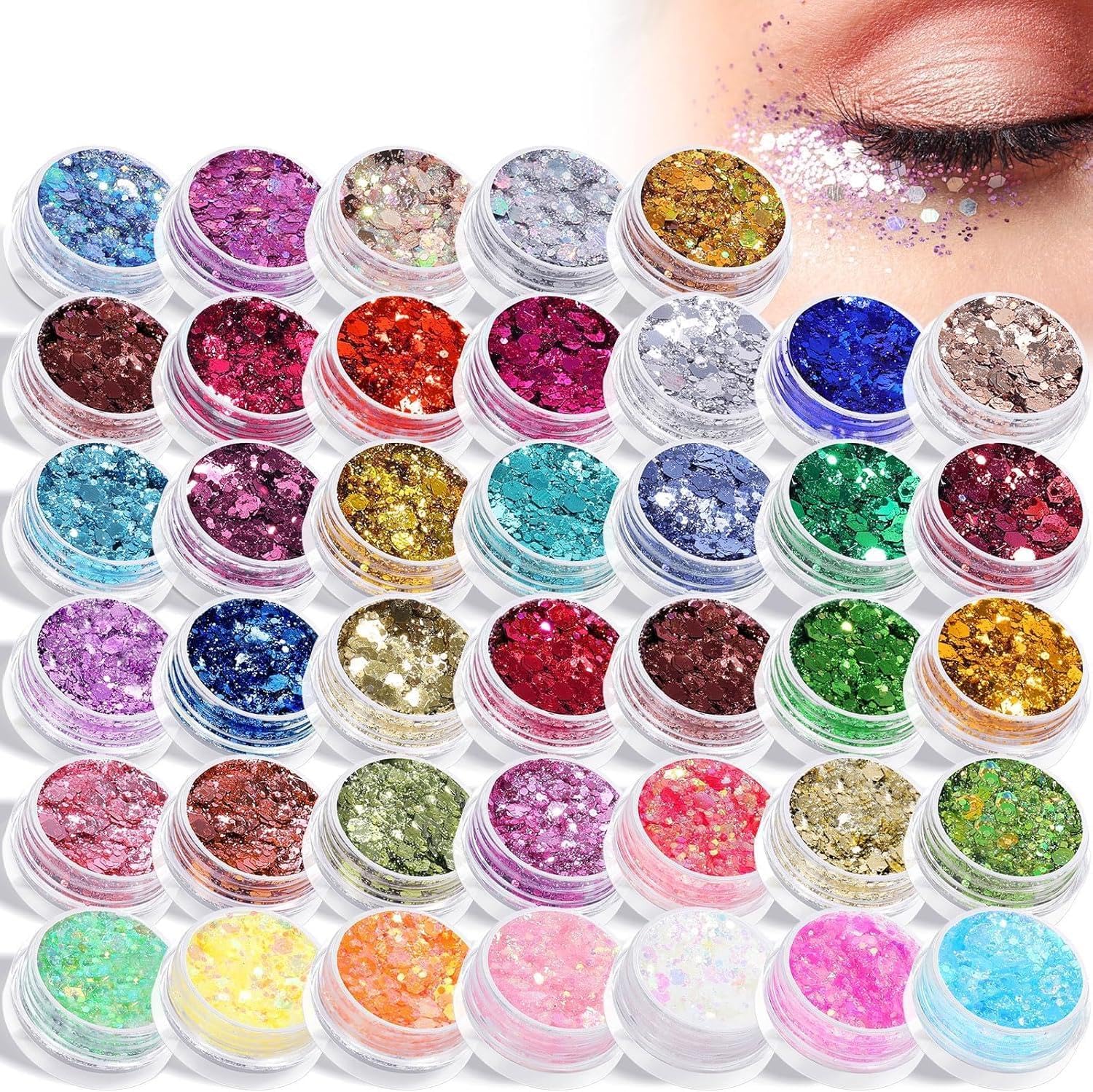 AROIC glitter kit packaging showing 40 color assortment and benefits