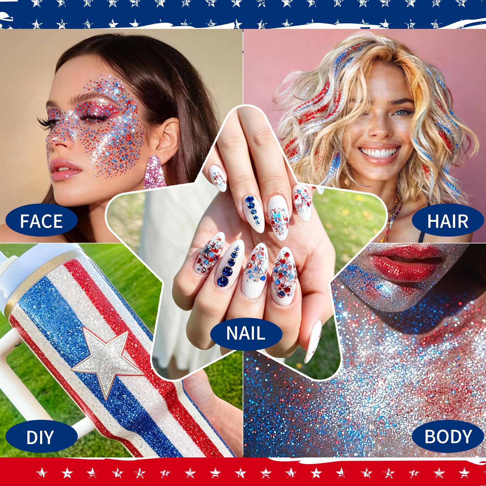 AROIC face application on cheek and eye showcasing bold holiday shimmer
