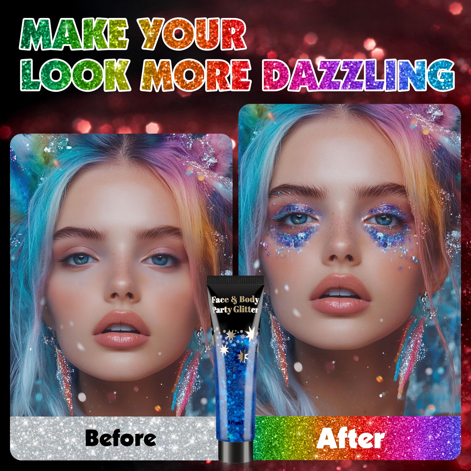 AROIC festival lifestyle shot demonstrating long-wear sparkle at concerts