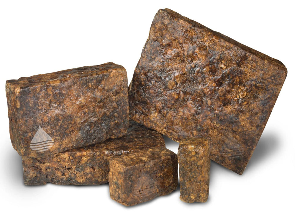 Aroma Depot front packaging showing the 8oz raw black soap, natural cleansing