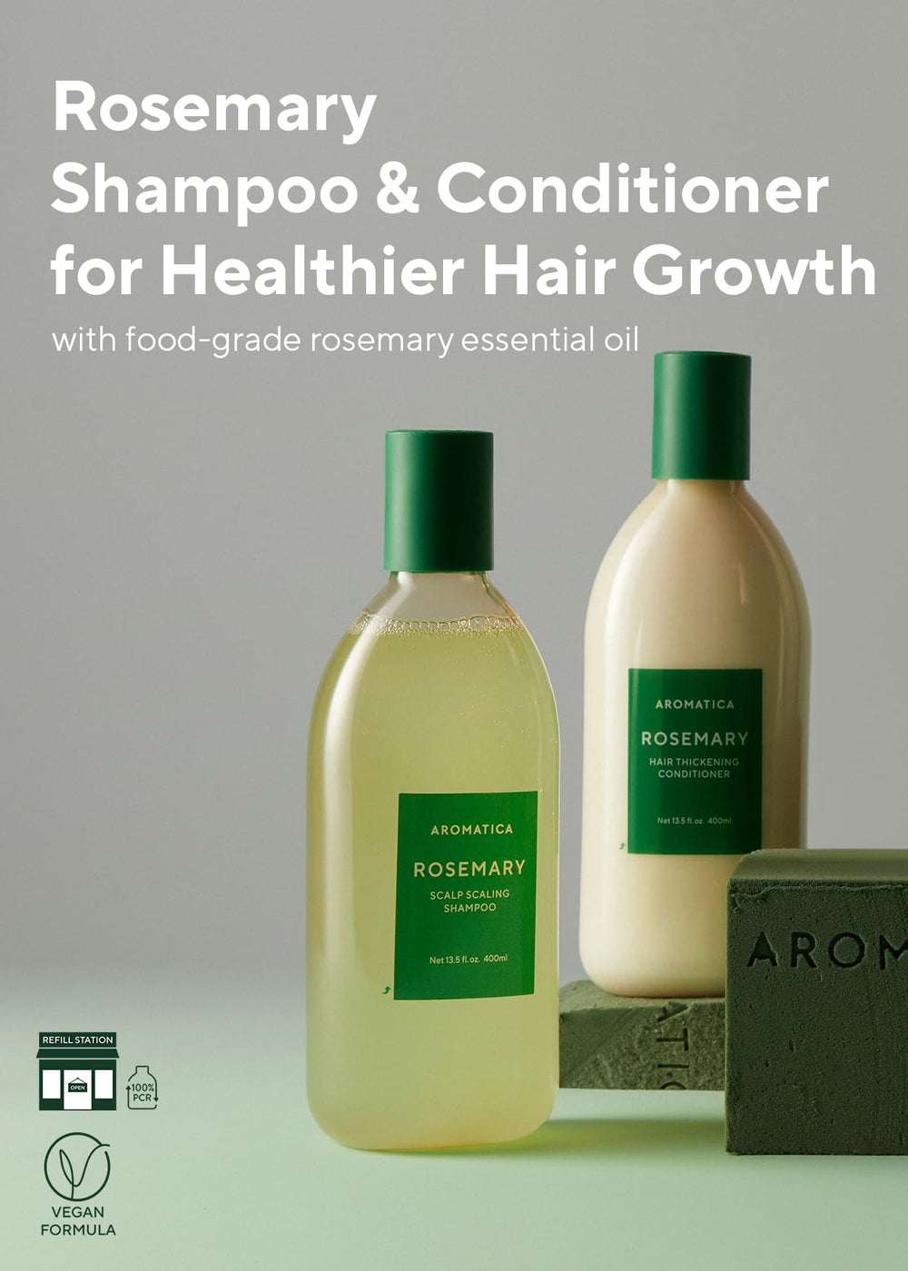 AROMATICA conditioner creamy texture on hand, moisturizing formula for smoother strands