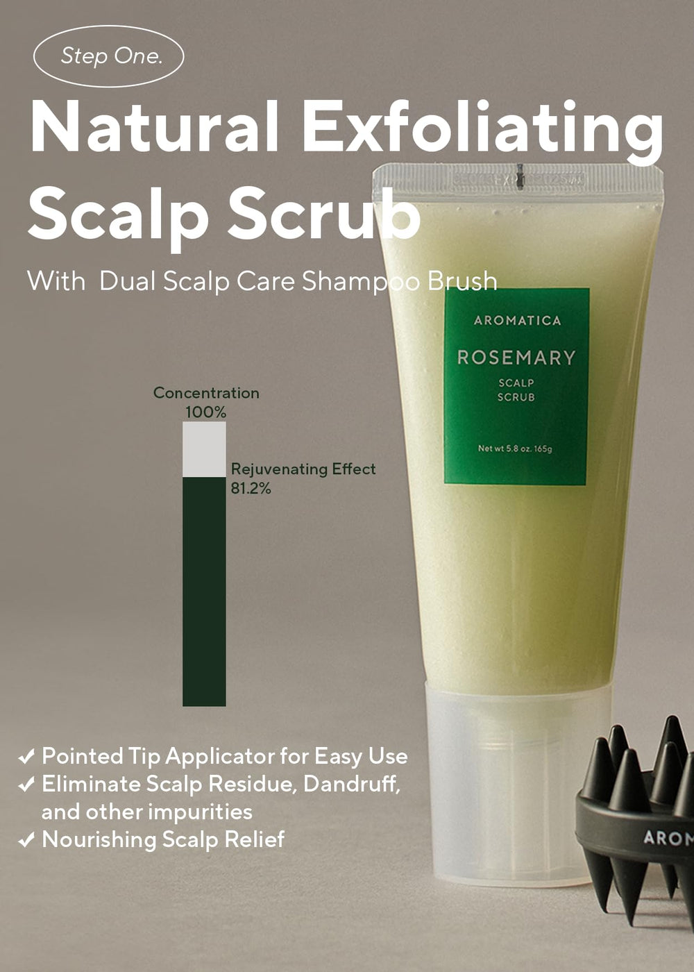 AROMATICA dual-brush massager detail showing dual textures for stimulation benefit