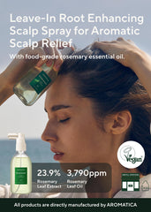 AROMATICA spray nozzle dispensing mist demonstrating easy targeted scalp use