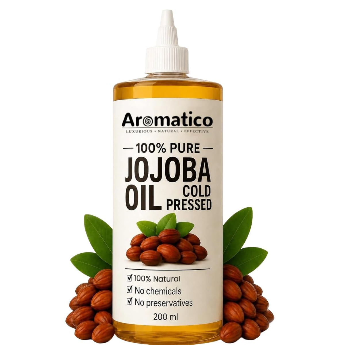 Aromatico bottle front view showing clear label and natural benefit