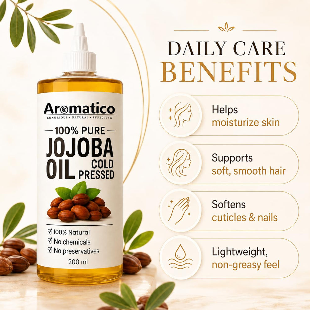 Aromatico label close-up showing cold-pressed and pure ingredient benefits