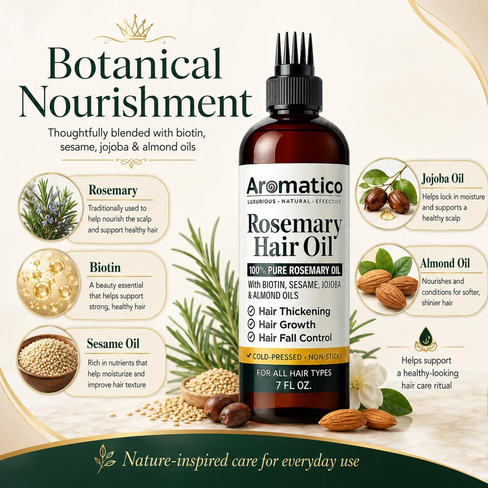 Aromatico oil texture on palm illustrating lightweight absorption benefit