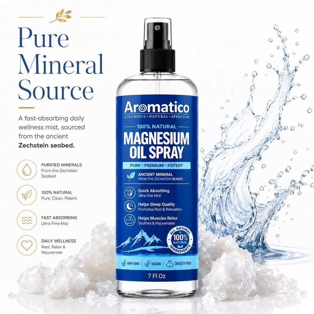 Aromatico spray action misting onto skin for quick absorption and easy use benefit