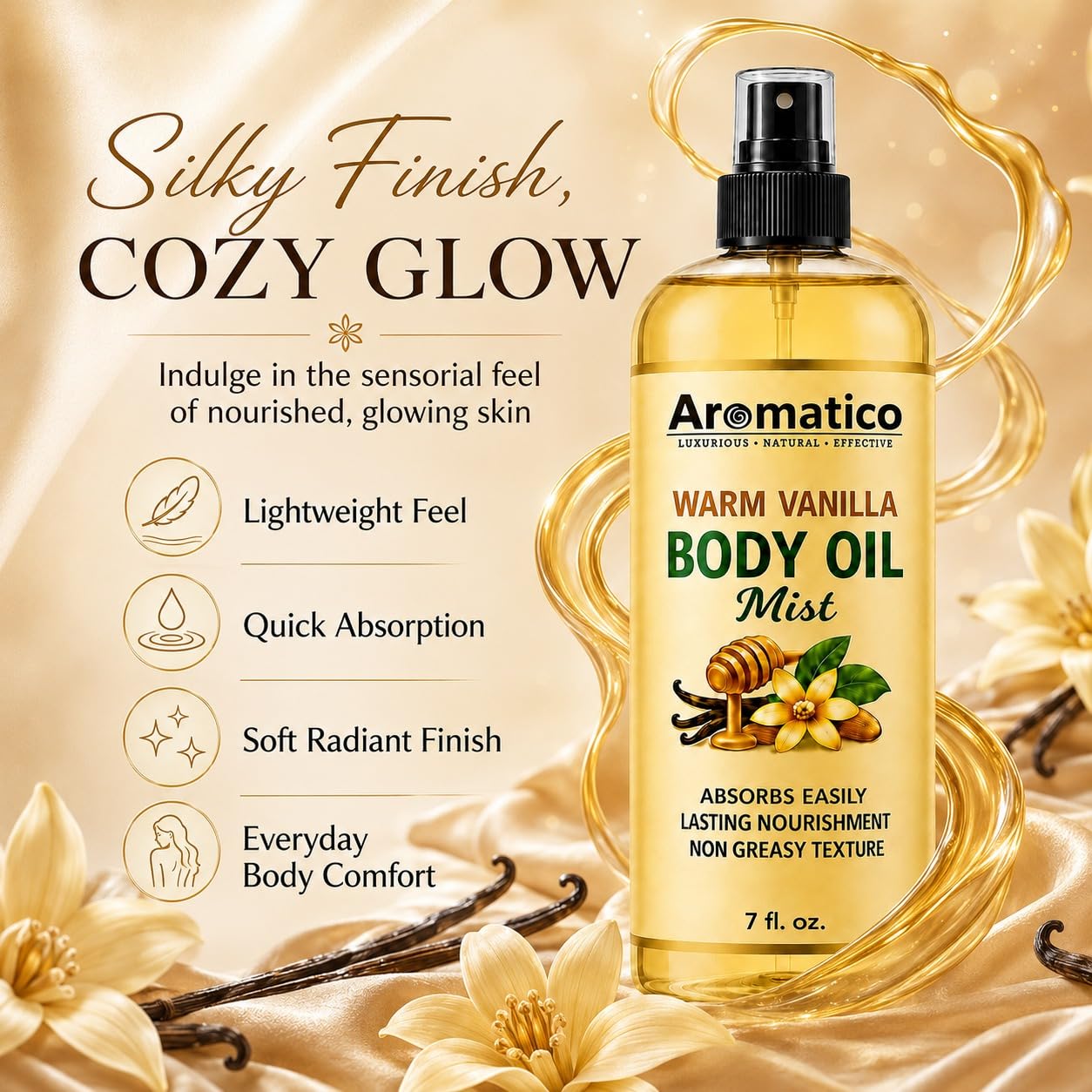 Aromatico close-up texture illustrating lightweight oil absorption benefit