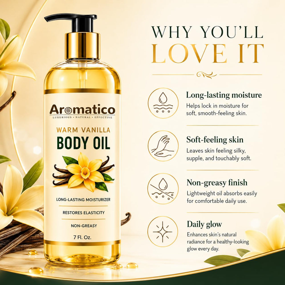 Aromatico oil texture pouring to show lightweight absorption