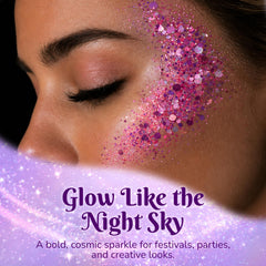 Art Factory close-up gel texture with chunky holographic pieces for dimensional sparkle
